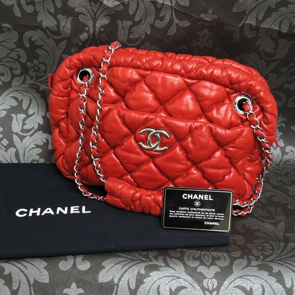 Chanel 90s Red Lambskin Quilted Mini CC Flap Messenger